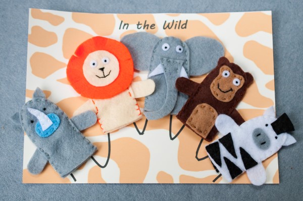 wild animal finger puppets set